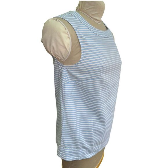 Talbots Sleeveless Blue/White Stripe Top Sz. Lightweight Packable Cool Crisp - Picture 4 of 7